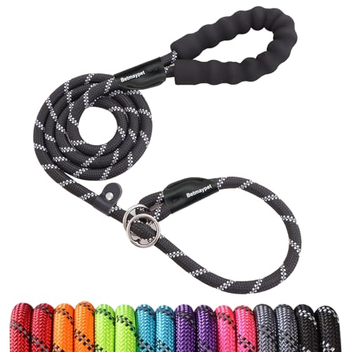 Betmaypet Retrieverleinen Hundeleine, 1,27 m, 1,5 m, 1,8 m, mit bequemem Griff, reflektierendes und robustes Seil-Trainingsleine, 1,27 cm - 1,27 m, Schwarz Betmaypet Retrieverleinen Hundeleine, 1,27 m, 1,5 m, 1,8 m, mit bequemem Griff, reflektierendes und robustes Seil-Trainingsleine, 1,27 cm - 1,27 m, Schwarz von BETMAYPET