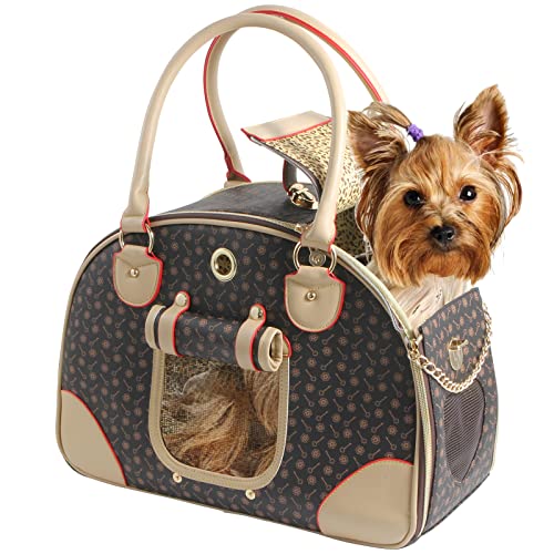 BETOP HOUSE Modische Hundetragetasche aus PU-Leder, Hundetasche, Hunde-Geldbörse, Katzen-Tragetasche, Haustier-, Katzen-, Hundetasche, Wandertasche, Braun, Größe L von BETOP HOUSE