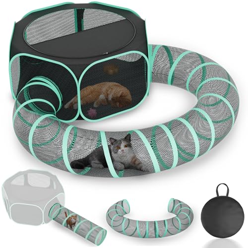 Betopet Outdoor Katzengehege mit Tunnel - Tragbares Catio Outdoor Katzenzelt für Camping Reise Reise - Outdoor Katzenlaufstall für Kleintiere und Kätzchen von BETOPET