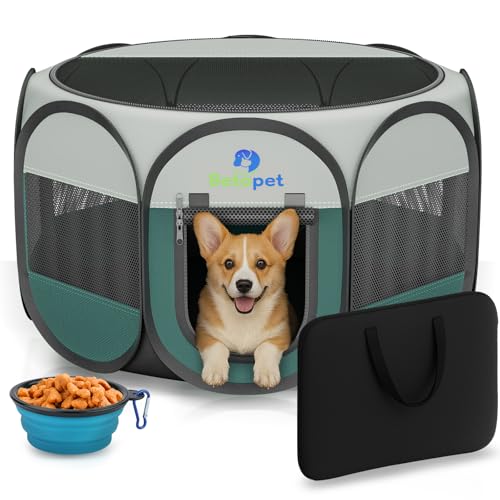 Laufstall für kleine Hunde und Katzen: Welpenlaufstall für drinnen und draußen, faltbar, tragbar, Übungskäfig, Pop-Up-Zwinger für Meerschweinchen, Kaninchen, Hamster, Reisen, mit Tragetasche und Laufstall für kleine Hunde und Katzen: Welpenlaufstall für drinnen und draußen, faltbar, tragbar, Übungskäfig, Pop-Up-Zwinger für Meerschweinchen, Kaninchen, Hamster, Reisen, mit Tragetasche und von BETOPET