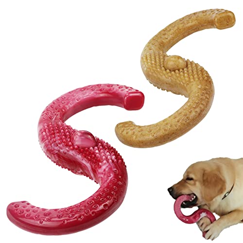 2 Stück Hunde-Kauspielzeug für aggressive Kauer, große Rassen, Speck-/Rindfleisch-Geschmack, Zahnen für große/mittelgroße/kleine Welpen, interaktives Zerrspielzeug mit strapazierfähigem Nylon von BETTEPROD
