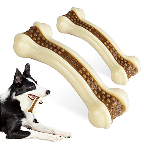 BETTEPROD Hunde-Kauspielzeug für Aggressive Kauer, große Rassen, 2 Stück, Rindfleischgeschmack, Kauspielzeug für große/mittelgroße/kleine Welpen, Haustierspielzeug mit strapazierfähigem Nylon BETTEPROD Hunde-Kauspielzeug für Aggressive Kauer, große Rassen, 2 Stück, Rindfleischgeschmack, Kauspielzeug für große/mittelgroße/kleine Welpen, Haustierspielzeug mit strapazierfähigem Nylon von BETTEPROD