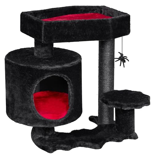 BEWISHOME Gothic Katzenbaum – Sargbett, Katzenturm mit Kratzbaum, Spinne hängender Ball – Schwarz Rot Halloween Kätzchen Haustier Möbel MMJ93R BEWISHOME Gothic Katzenbaum – Sargbett, Katzenturm mit Kratzbaum, Spinne hängender Ball – Schwarz Rot Halloween Kätzchen Haustier Möbel MMJ93R von BEWISHOME