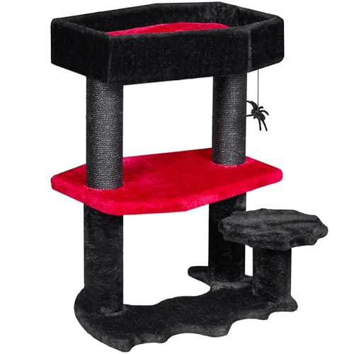 BEWISHOME Gothic Katzenbaum mit Sarg Katzenbett Goth Katzenturm Sarg Katzenbaum mit Kratzbaum Spinne Hängende Kugel Halloween Schwarz Rot Haustier Möbel MMJ94R BEWISHOME Gothic Katzenbaum mit Sarg Katzenbett Goth Katzenturm Sarg Katzenbaum mit Kratzbaum Spinne Hängende Kugel Halloween Schwarz Rot Haustier Möbel MMJ94R von BEWISHOME