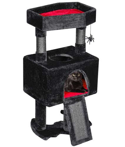 BEWISHOME Gothic Katzenbaum mit Sarg Katzenbett Goth Katzenturm Sarg Katzenbaum mit geräumiger Katzenhütte Weiches Kissen Kratzbaum Spinne Hängende Kugel Halloween Schwarz Rot Haustiermöbel MMJ95R BEWISHOME Gothic Katzenbaum mit Sarg Katzenbett Goth Katzenturm Sarg Katzenbaum mit geräumiger Katzenhütte Weiches Kissen Kratzbaum Spinne Hängende Kugel Halloween Schwarz Rot Haustiermöbel MMJ95R von BEWISHOME
