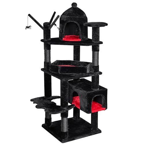 BEWISHOME Großer gotischer Katzenbaum mit Sargbett, 160 cm, mehrstöckig, Gothic-Katzenbaum, Turm für große Katzen mit Katzenhütte, Kratzbäume, Katzen-Aktivitätszentrum, Halloween, Haustiermöbel, BEWISHOME Großer gotischer Katzenbaum mit Sargbett, 160 cm, mehrstöckig, Gothic-Katzenbaum, Turm für große Katzen mit Katzenhütte, Kratzbäume, Katzen-Aktivitätszentrum, Halloween, Haustiermöbel, von BEWISHOME