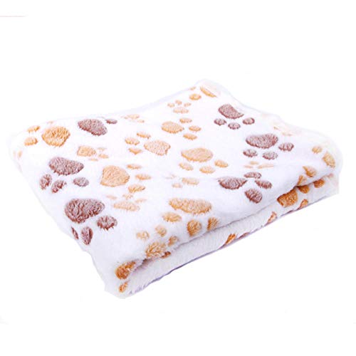 BFNDSSEOU Hunde Matratze Hunde Training Matratze Dog Cat Blankets Floral Paw Print 40x60 cm Plush Multicolor Pack of 6(White) von BFNDSSEOU