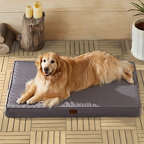 BFPETHOME Outdoor Hundebett für große Hunde, wasserdicht, orthopädisch, mit abnehmbarem, waschbarem Bezug, Eierkisten-Schaumstoffmatte (106,7 x 76,2 cm, Grau) von BFPETHOME