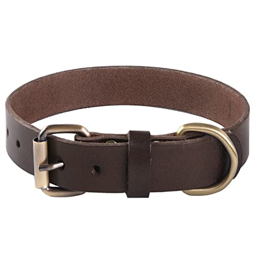 Leder Hundehalsband Superweiches Echtes Echtes Leder für Kleine, Mittel Große und Extragroße Hundehalsbänder (L) von BFRLBFQ