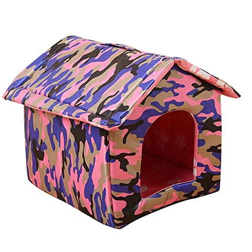 BFUABD Katzenhaus Outdoor Winterfest, Katzenhöhle für Katzen Pet House Wasserdichtes Wetterfestes Katzenhaus Faltbares Tierheim für Haustiere Katzenhaus (Color : C1, Size : 43 * 40 * 42) von BFUABD