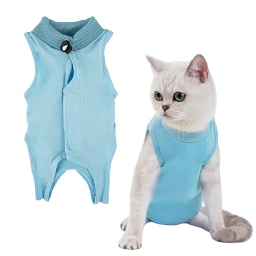 Katzenbody Genesungsanzug,Body Katze Nach op,Katzenbody Nach op Kastration Katze,Medical Pet Shirt Katze für Katzen Bei Bauchwunden Oder Hautkrankheiten (Blau, M) von BFUZXY