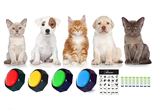 BFYDOAA 4 Sprechende Tasten für Hunde und Katzen, mit Aufkleber, beschreibbare Sprachtasten für Hunde und Katzen, Batterie im Lieferumfang enthalten von BFYDOAA