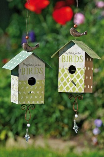 VOGELHAUS BIRDS Nistkasten aus Holz mit Blechdach Gesamthöhe ca. 50 cm Gartendeko, Modell:Dach. gemustert VOGELHAUS BIRDS Nistkasten aus Holz mit Blechdach Gesamthöhe ca. 50 cm Gartendeko, Modell:Dach. gemustert von Mcties
