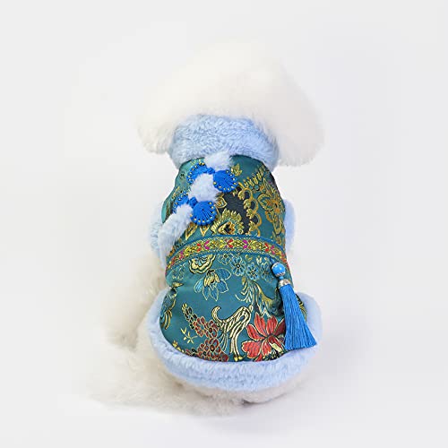 Cat Puppy Winter Warmer Mantel Welpenhundekleidung Neujahrskleid Haustier Winter Neujahr festlich Tang Anzug zweibeiniger Baumwollmantel Pommersche Herbst- und Winterkleidung, Tang Anzug zweib von BGFA