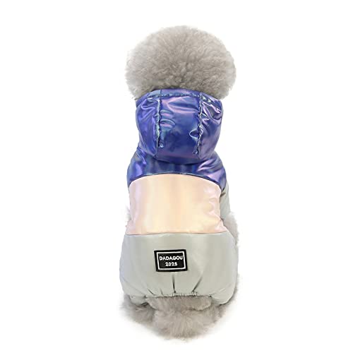 Hundepullover Hundewinter Dicke vierbeinige Baumwollwatte-Kleidung für kleine Hunde Plus samtige warme Herbst- und Winterkleidung, A20 Regenbogen vierbeinige Baumwollwatte-Kleidung-rosa, XL-Größe (R von BGFA