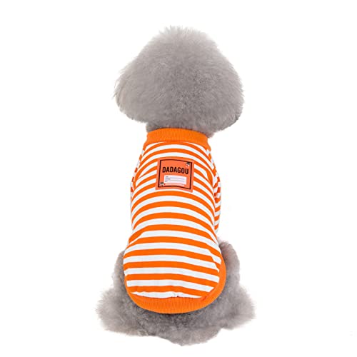 Klassische Hunde-Winterpullover Hundebekleidung Frühjahrs- und Herbstbekleidung trendiges Streifen-T-Shirt klein Frühjahr und Herbst zweibeinig dünn, A20 trendiges Streifen-T-Shirt-orange, XXL-Größe von BGFA