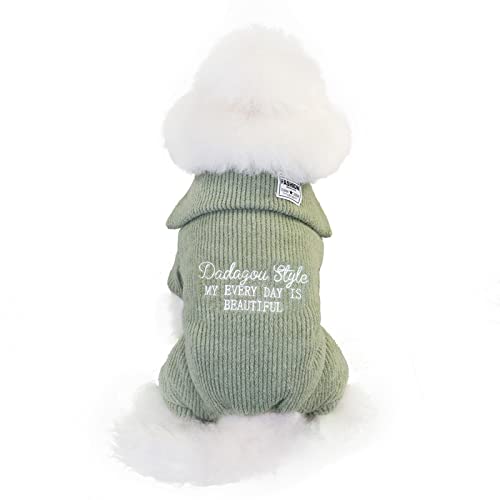 Kleidung für Haustiere Hundebekleidung Winter Woll-Vierbeiner Baumwollmantel Pommern Kleiner Hund Haustier Herbst- und Winterbekleidung, A20 einfacher Woll-Vierbeiner-Rauchgrün, XL-Größe (Rückenläng von BGFA