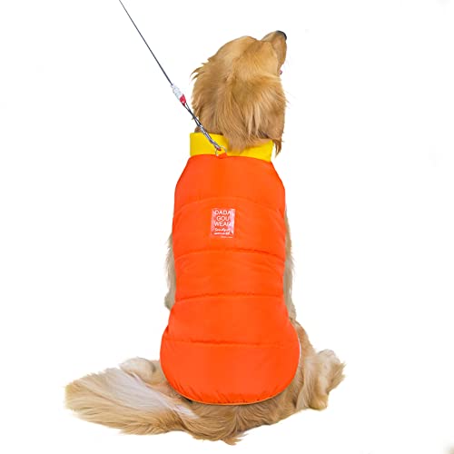 Weihnachten Hundepullover Mantel Große Hundekleidung Winter Dicker Baumwollmantel Haustier Golden Retriever Samoyed Husky großer Hund Winter warme Weste, fünffarbige Baumwollweste D6-orange, 6XL von BGFA