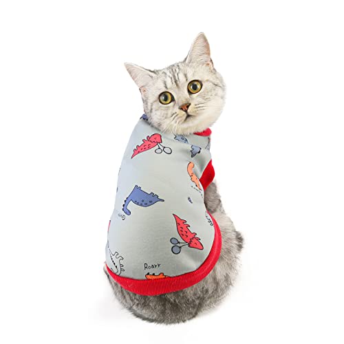 Weihnachten Hundepullover Mantel Katzenkleidung Herbst und Winter Milchseidenpullover Haustier Blaue Katze Kätzchen Winter warme Baumwollkleidung, 20 Katzenmilch Seidenpullover-Grauer Dinosaurier, G von BGFA