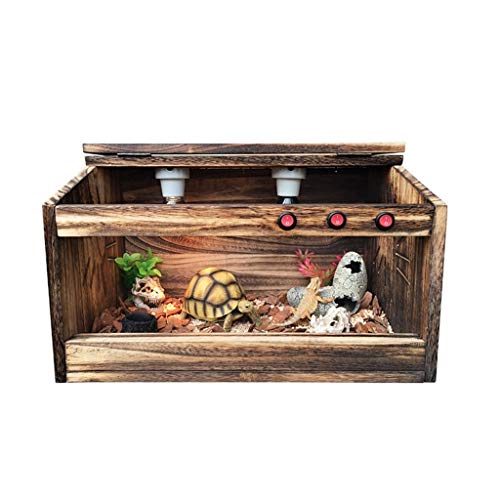 Aquarium-Reptilienhäuser, Holz-Vivarium-Box, Eidechsen- und Schlangenaquarium, Transportbox, Käfig, Lebensraum, Aquarium, Heim, Tierhandlung, Box, Katzen-/Hundehaus (braun, 60 x 40 x 40 cm) von BGFYUSF
