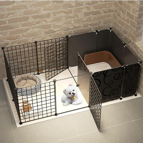 Hundekäfig-Möbel, DIY-Hundezaun, Hundehütte aus Metalldraht, Kleintierkäfig mit Tür, mit Fläche, extra großer Raum (129 x 75 x 47 cm) von BGFYUSF