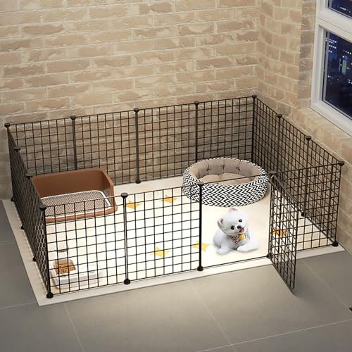 Hundekäfig-Möbel, DIY-Hundezaun, Hundehütte aus Metalldraht, Kleintierkäfig mit Tür, mit Fläche, extra großer Raum (147 x 111 x 47 cm) von BGFYUSF
