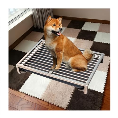 Hundetoilette aus Edelstahl mit Tablett, stabiles Welpentöpfchen für den Innenbereich, leicht zu reinigendes Hundetöpfchen, 94 x 62 x 10 cm (94 x 62 x 10 cm) von BGFYUSF
