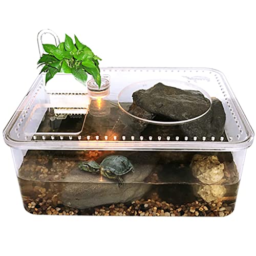 Reptilienterrarien mit LED-Licht, kleines Tischaquarium ohne Wasserwechsel, Zuchtbox, transparentes Reptilienterrarium, für lebende Reptilien, Bartagamen, Leguane von BGFYUSF