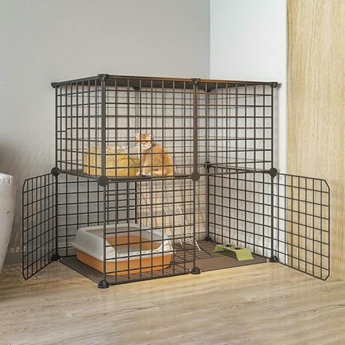 Katzenkäfige Innenräume Groß, Zusammenklappbarer Katzenkäfig, Haustierkäfige Für Kleine Tiere, Metallkäfigkäfig, Freiraumkäfig Für Innenbalkon, 79 * 39 * 73 cm-C-C von BGVYFXEZ