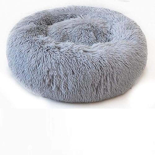 Bed Hellgraues Katzenbett, rund, lang, Plüsch, superweiches Bett, Winter, warmer Schlafsack für Hunde, Welpennest, Katzenmatte, 1 Stück, XL, 80 cm (XXXL 100 cm) von BHFDUBUAAAXXXXUF