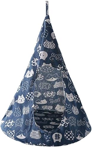 Bed L Size Blue Cat Foldable Cat Hammock Bed Breathable Washable Conical Tent Sleeping Hanging Beds 1Pcs with Steel Ring (with Steel Ring) von BHFDUBUAAAXXXXUF