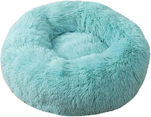 Bed dunkelgrünes Katzenbett, rund, lang, Plüsch, superweich, Winter, warmer Schlafsack für Hunde, Welpennest, Katzenmatte, 1 Stück, M 60 cm (M 60 cm) von BHFDUBUAAAXXXXUF