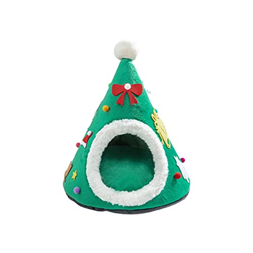 BHFYOB Weihnachts-Katzenbett für Indoor-Katzen, kleine Hunde, warmes Bett, Haus, waschbar, Welpenzelt, Bett, Kätzchenhöhle, abnehmbares Kissen BHFYOB Weihnachts-Katzenbett für Indoor-Katzen, kleine Hunde, warmes Bett, Haus, waschbar, Welpenzelt, Bett, Kätzchenhöhle, abnehmbares Kissen von BHFYOB