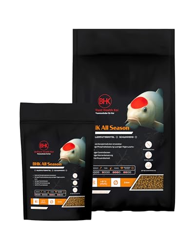 BHK - All Season Koi Futter & Teichfutter, Fischfutter für Koi 5kg, Schwimmende 3mm Pellets, Ganzjahresfutter ab 8°C mit Fischmehl & Lachsöl, ideal für Frühjahr bis Herbst BHK - All Season Koi Futter & Teichfutter, Fischfutter für Koi 5kg, Schwimmende 3mm Pellets, Ganzjahresfutter ab 8°C mit Fischmehl & Lachsöl, ideal für Frühjahr bis Herbst von BHK