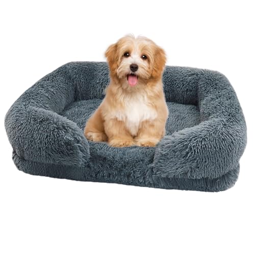 Orthopädische Hundebett, waschbar Hundebett Deluxe Plüschbetten für Hundekäfige, flauschige bequeme Zwinger Kissen Beruhigende Hundebett und Katzenbett, flauschige bequeme Hundebett mit abnehmbaren von BHOLI