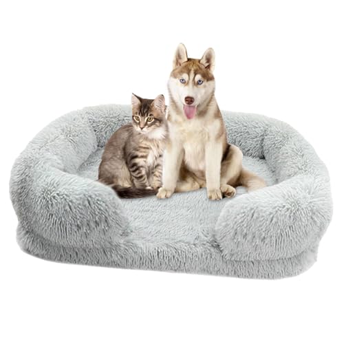 Orthopädische Hundebett, waschbar Hundebett Deluxe Plüschbetten für Hundekäfige, flauschige bequeme Zwinger Kissen Beruhigende Hundebett und Katzenbett, flauschige bequeme Hundebett mit abnehmbaren von BHOLI