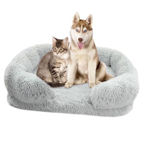 Orthopädisches Hundebett, waschbares Hundebett, Luxuriöse Plüschbetten für Hundekäfige, flauschiges bequemes Zwingerkissen Beruhigendes Hundebett und Katzenbett, flauschiges bequemes Hundebett mit von BHOLI