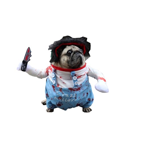 BICI Halloween Kostüm Hundekostüm Halloween Halloween Haustier Cosplay Party Anzug Kostüme Für Hunde Haustier Cosplay Spielzeug Blutiges Hundekostüm Für Lustiges Haustierkostüm (M) von BICI