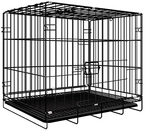 Hundekäfige – Hundelaufstall,2-türiger Drahtkäfig/Zuhause,Welpenkäfig mit Abnehmbarer Kunststoffschale,robuste Box,perfekt für das Welpentraining (schwarz,70 x 50 x 60 cm,geeignet für 15 kg) von BICIBO