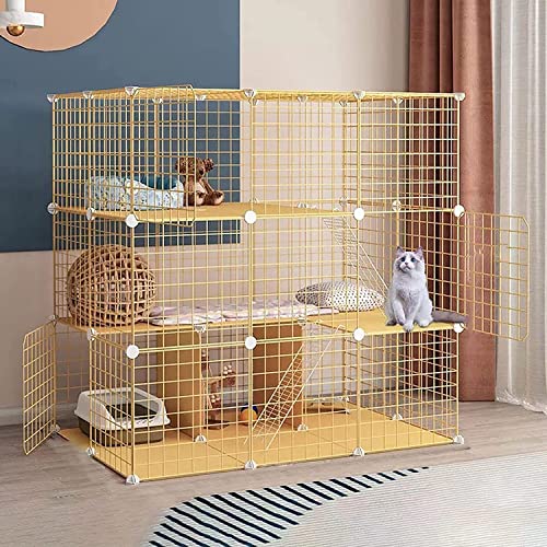 Katzenkäfig,Meerschweinchenkäfig,Hamsterkäfig,Kleintierkäfig aus Metall,groß,für den Innenbereich,für Kleintiere,zusammenklappbar,für große Katzen,für den Innenbereich (75 * 111 * 109 cm) von BICIBO