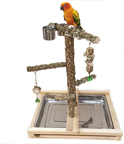 Vogelkäfig Barsch Vogelständer Holz Papagei Spielbank Kletterspielplatz geeignet für Ziervögel wie Papageien Geflügelpflege (Braun 49,5 * 39 * 59cm) von BICIBO