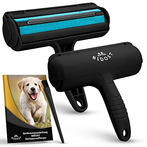 BIDOST Tierhaarentferner & Wiederverwendbare Fusselrolle für Tierhaare - Perfekt zum Entfernen von Katzen- & Hundehaaren - Wunderbürste für Teppich, Sofa, Kratzbaum und Bett - schwarz blau von BIDOST