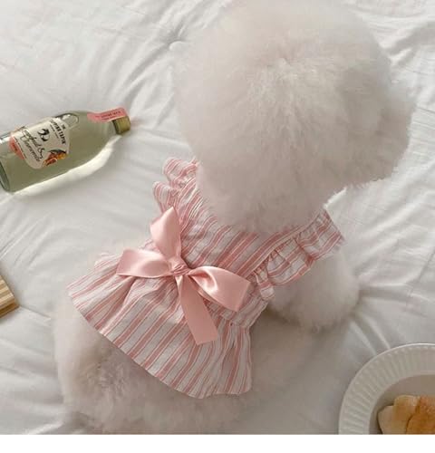 Elegantes gestreiftes Hundekleid, atmungsaktiv, Sommer-Haustierkleid für kleine und mittelgroße Hunde von BIECWIAY