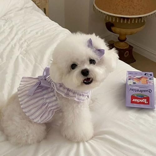 Elegantes gestreiftes Hundekleid, atmungsaktiv, Sommer-Haustierkleid für kleine und mittelgroße Hunde von BIECWIAY
