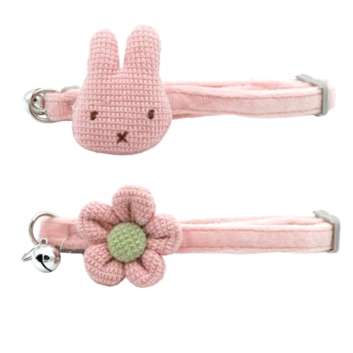 Entzückendes Hundehalsband aus gestricktem Plüsch, Kaninchen-Design, weich, verstellbar, für kleine/mittelgroße Hunde, Jungen/Mädchen, Welpen, Haustierhalsband mit Glöckchen, niedlicher Anhänger von BIECWIAY