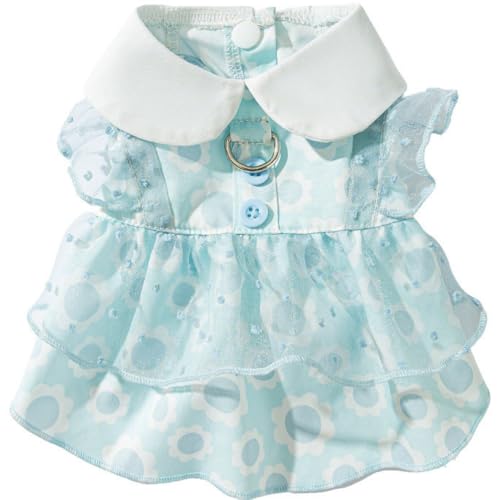 Hundekleid mit Blumenmuster, Spitze, mit Kragen, Sommer-Haustierkleid für kleine, mittelgroße Hunde und Katzen, atmungsaktiver Welpenrock für den täglichen Gebrauch, Geburtstagsparty Hundekleid mit Blumenmuster, Spitze, mit Kragen, Sommer-Haustierkleid für kleine, mittelgroße Hunde und Katzen, atmungsaktiver Welpenrock für den täglichen Gebrauch, Geburtstagsparty von BIECWIAY