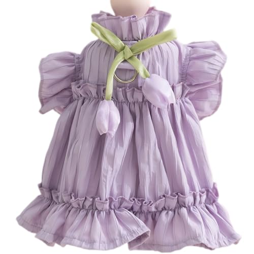 Niedliches Hundekleid mit Rüschen und Schleife, süße Haustierkleidung für kleine und mittelgroße Hunde, Sommerrock, weich, atmungsaktiv von BIECWIAY