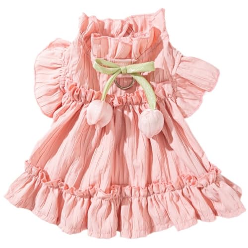 Niedliches Hundekleid mit Rüschen und Schleife, süße Haustierkleidung für kleine und mittelgroße Hunde, Sommerrock, weich, atmungsaktiv von BIECWIAY