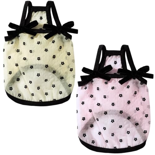 Niedliches Hundekleid mit Schleife, für kleine und mittelgroße Hunde, Sommerblumendruck, Haustierrock, weich, atmungsaktiv, Welpen-Outfits von BIECWIAY