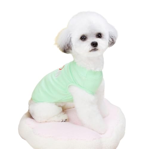 Sommer-Hunde-Shirt, Herzmuster, weich, atmungsaktiv, Baumwolle, T-Shirt für kleine und mittelgroße Haustiere von BIECWIAY